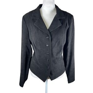 Briggs New York Petite Black Faux Suede Button 90s Western Blazer Jacket 12P